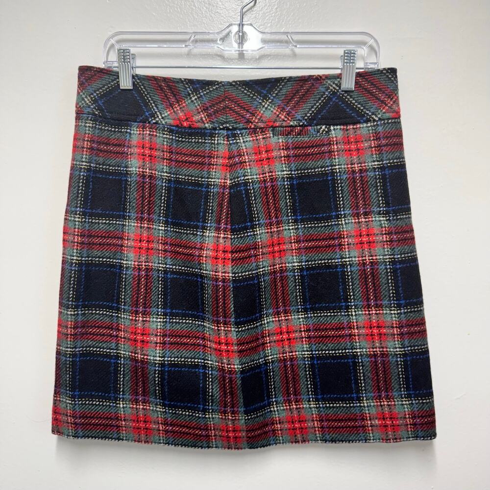L.L.Bean Tartan Plaid Wool Mini Skirt Size 8 A-Line Preppy Academia Fall Winter